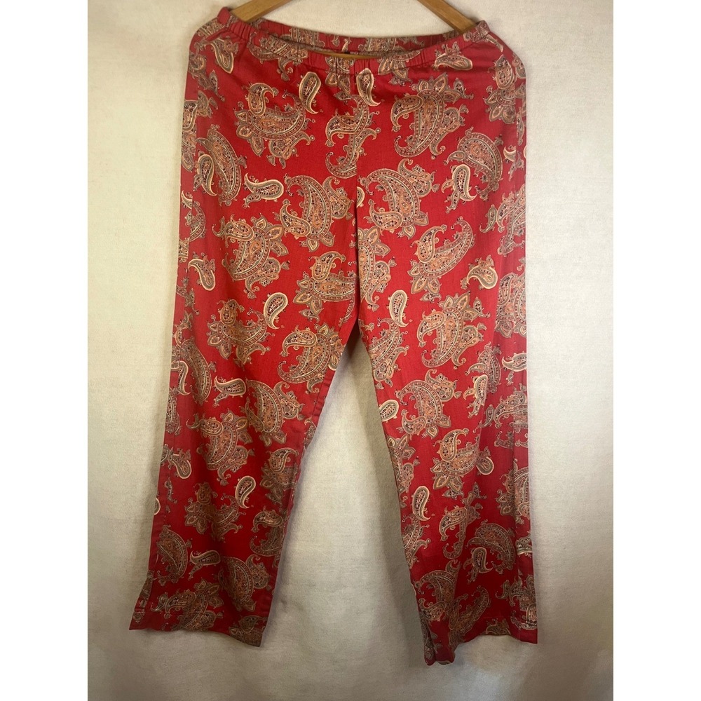 Lauren Ralph Lauren Pajama Sleep Set Cotton Red Paisley Sz S - Picture 9 of 13